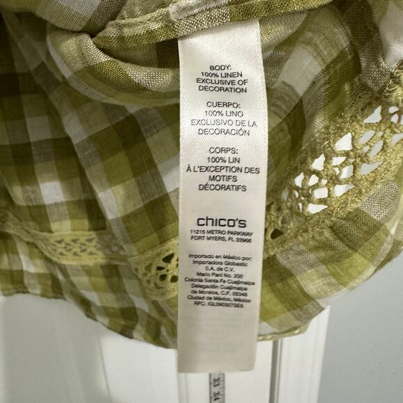 Chicos crochet Gingham Boho Blouse XL 3 - Picture 4 of 8